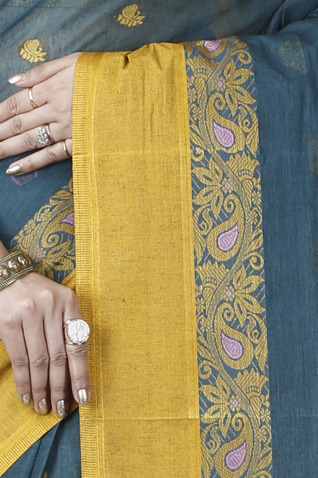 Dark Green Pure Cotton Srimati Tant Saree (1090)